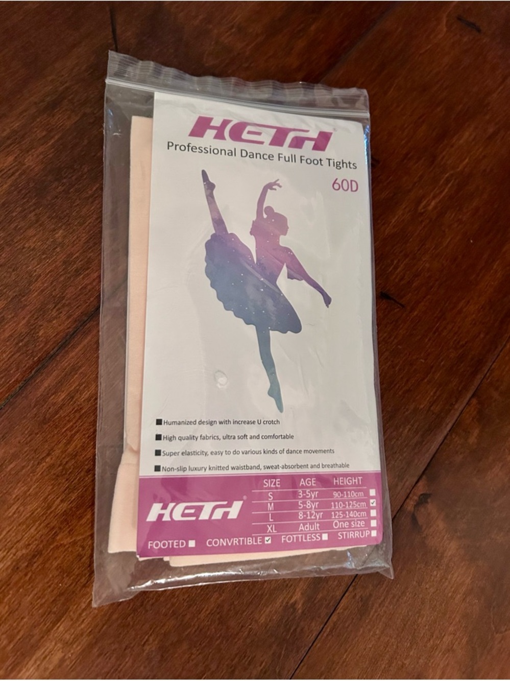 *NEW* Heth size Medium (5-8yr) pink convertible tights